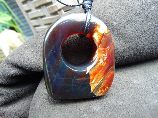 27 gram Ring Pendant Indonesian red blue Amber for Healing 25y152
