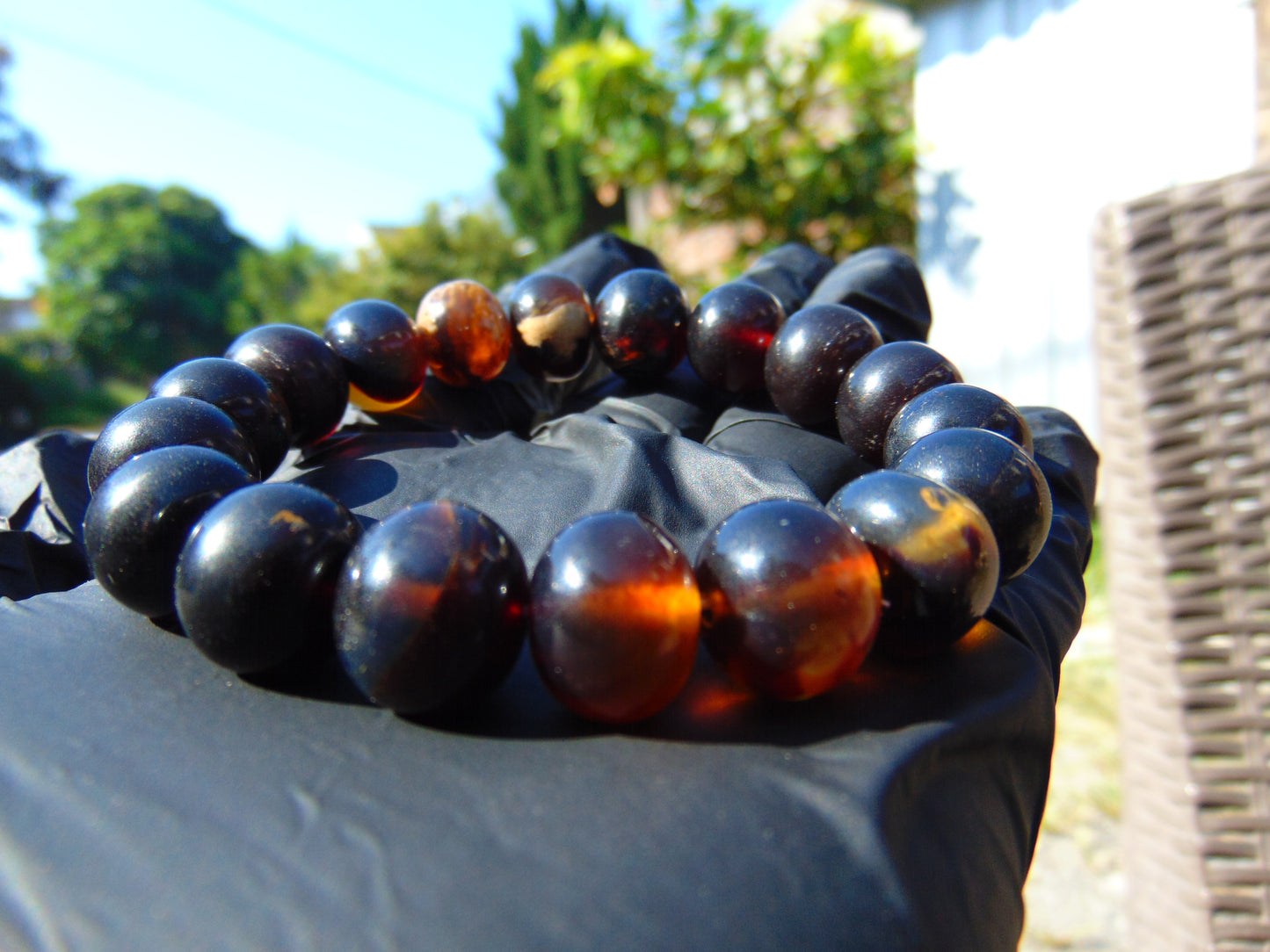 19 Gram 18 Small Beads Bracelet Indonesian Red Dark Bluish Amber for Healing SB55