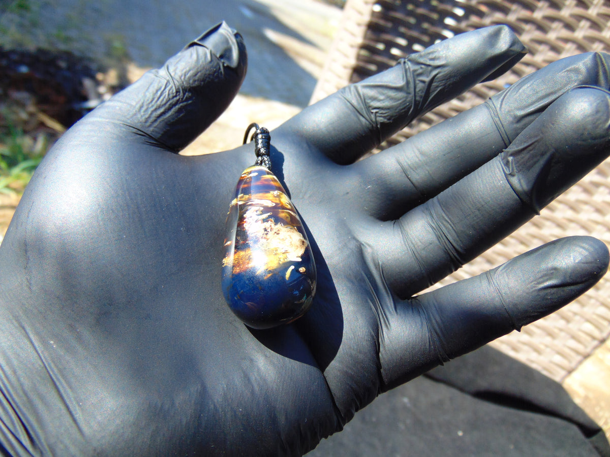 9 gram Taerdrop Pendant Indonesian Blue Amber for Healing PBA949
