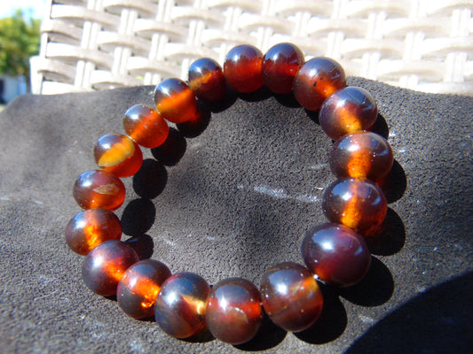 18 Gram 18 Small Beads Bracelet Indonesian Red Bluish Amber for Healing SB30