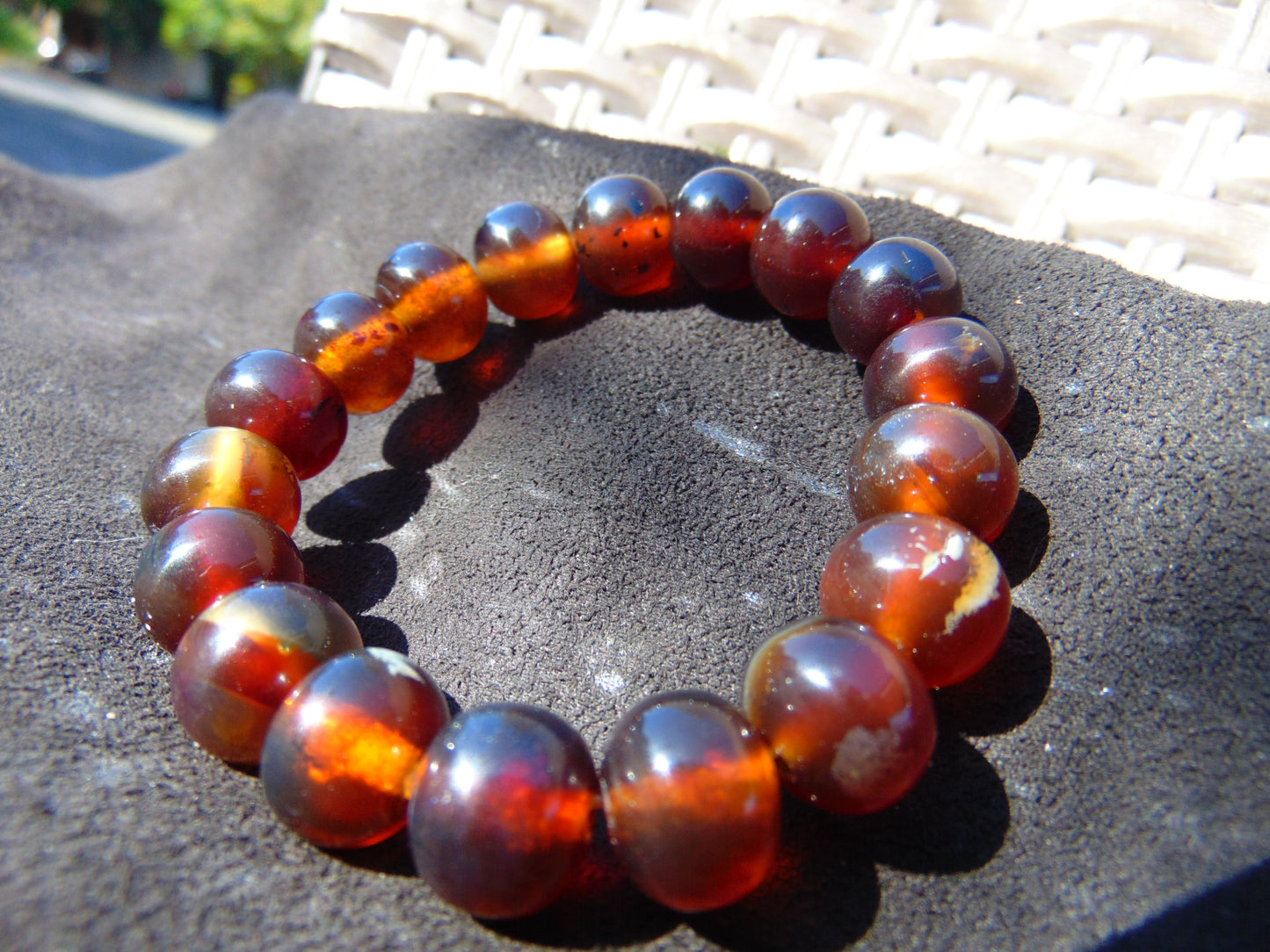 18 Gram 18 Small Beads Bracelet Indonesian Red Bluish Amber for Healing SB30