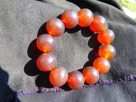 56 gram 12 Beads Mala Bracelet Indonesian Red Amber 20 mm for Healing G20B30