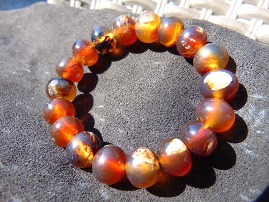 18 Gram 18 Small Beads Bracelet Indonesian Red Bluish Amber for Healing SB36