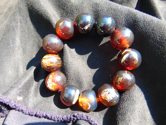 56 gram 12 Beads Mala Bracelet Indonesian Cherry Red Amber 20 mm for Healing G20B15