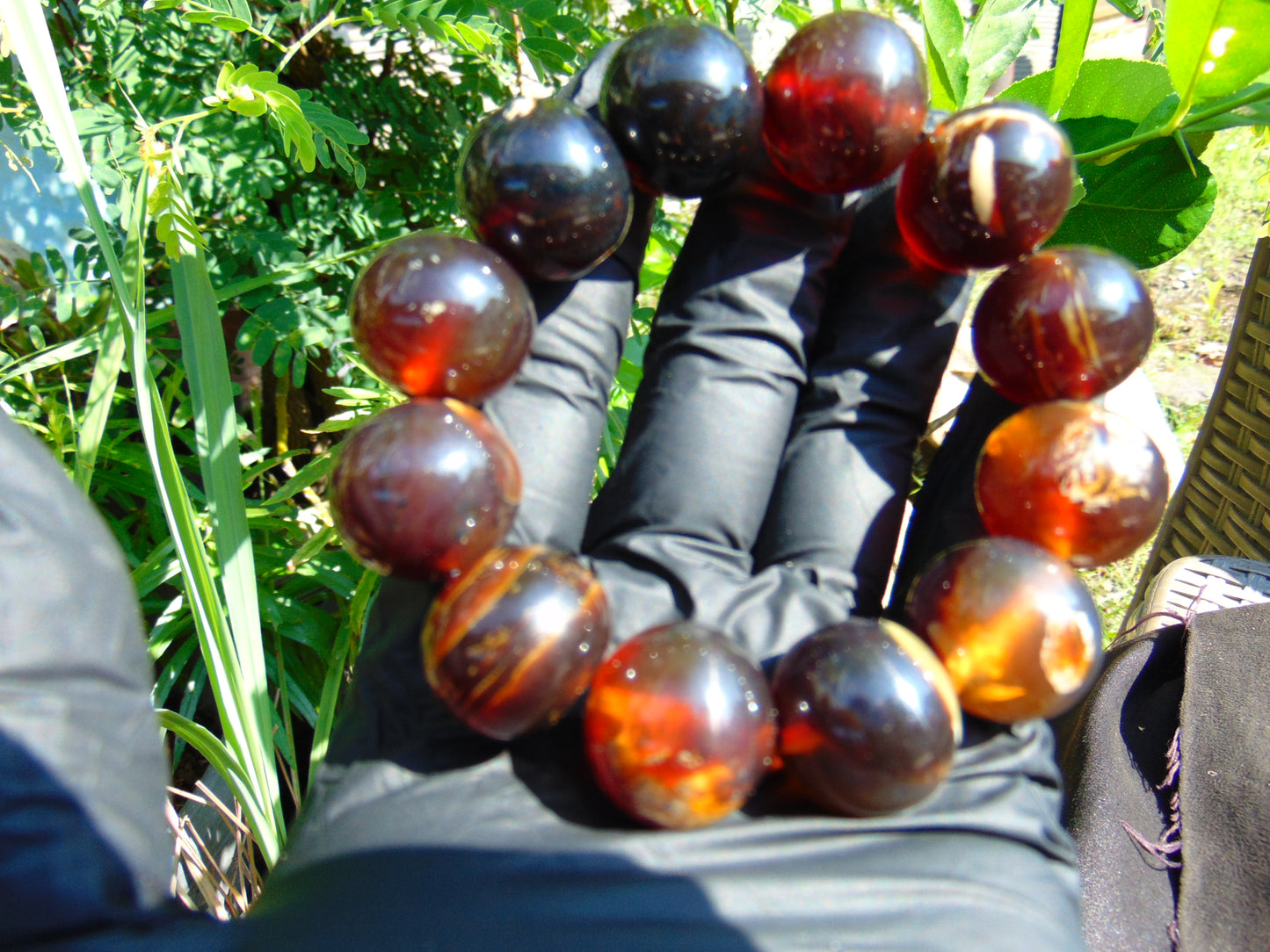 56 gram 12 Beads Mala Bracelet Indonesian Cherry Red Amber 20 mm for Healing G20B15