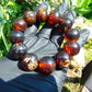 56 gram 12 Beads Mala Bracelet Indonesian Cherry Red Amber 20 mm for Healing G20B15