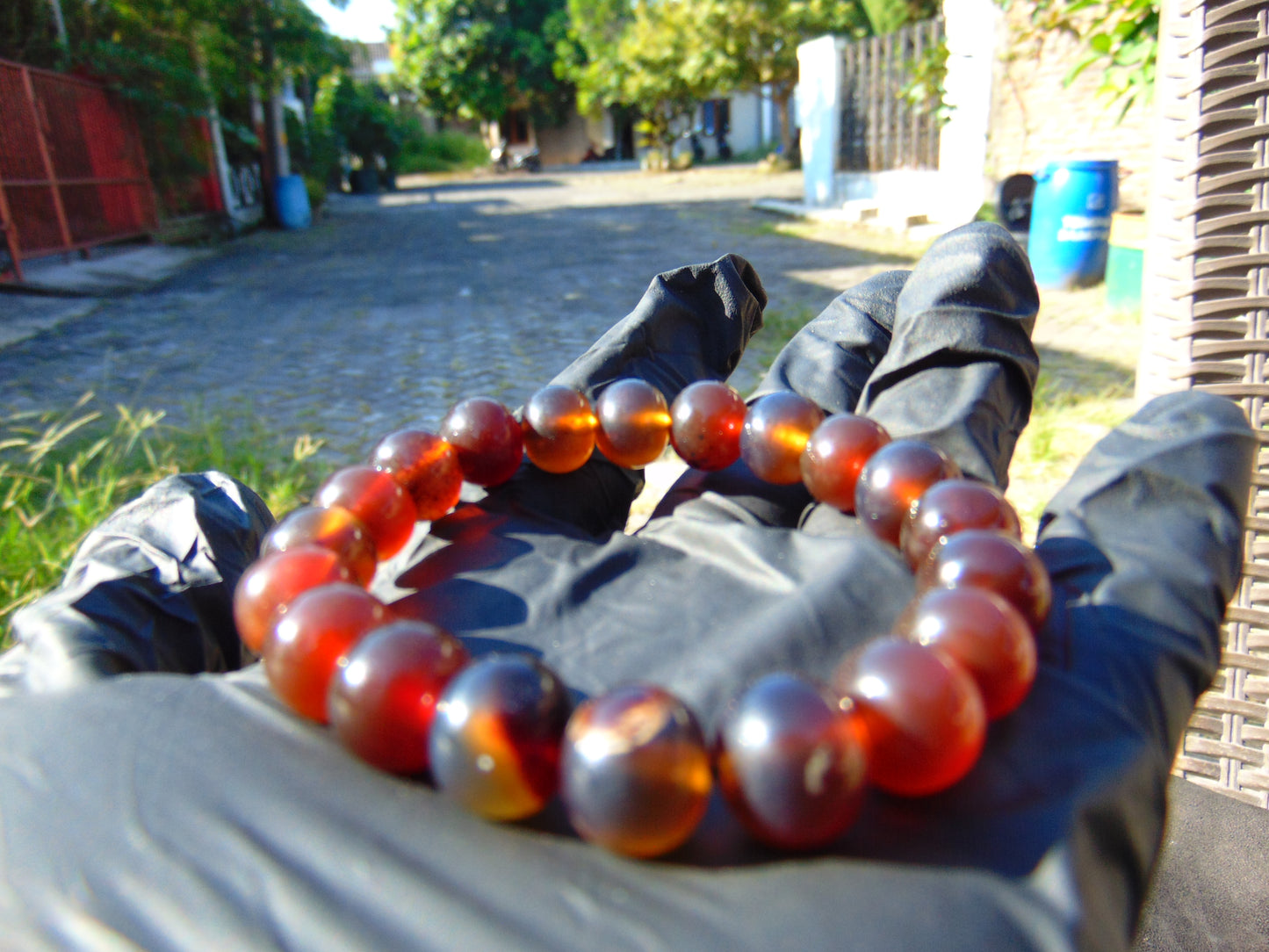 20 Gram 20 Small Beads Bracelet Indonesian Red Bluish Amber for Healing SB28