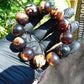 56 gram 12 Beads Mala Bracelet Indonesian Dark White Red Amber 20 mm for Healing G20B17