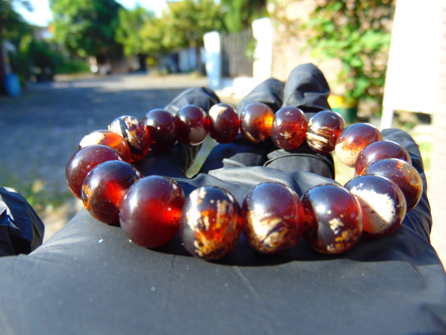 18 Gram 18 Small Beads Bracelet Indonesian Red Bluish Amber for Healing SB27