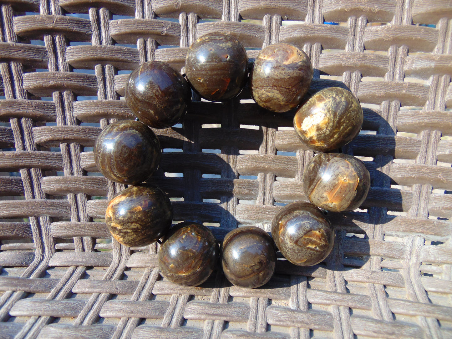 86 gram 10 Beads Mala Bracelet Indonesian Aromatic Perfumed Amber 25 mm for Healing 26MJ5