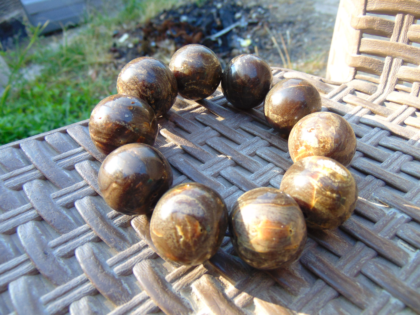 86 gram 10 Beads Mala Bracelet Indonesian Aromatic Perfumed Amber 25 mm for Healing 26MJ5