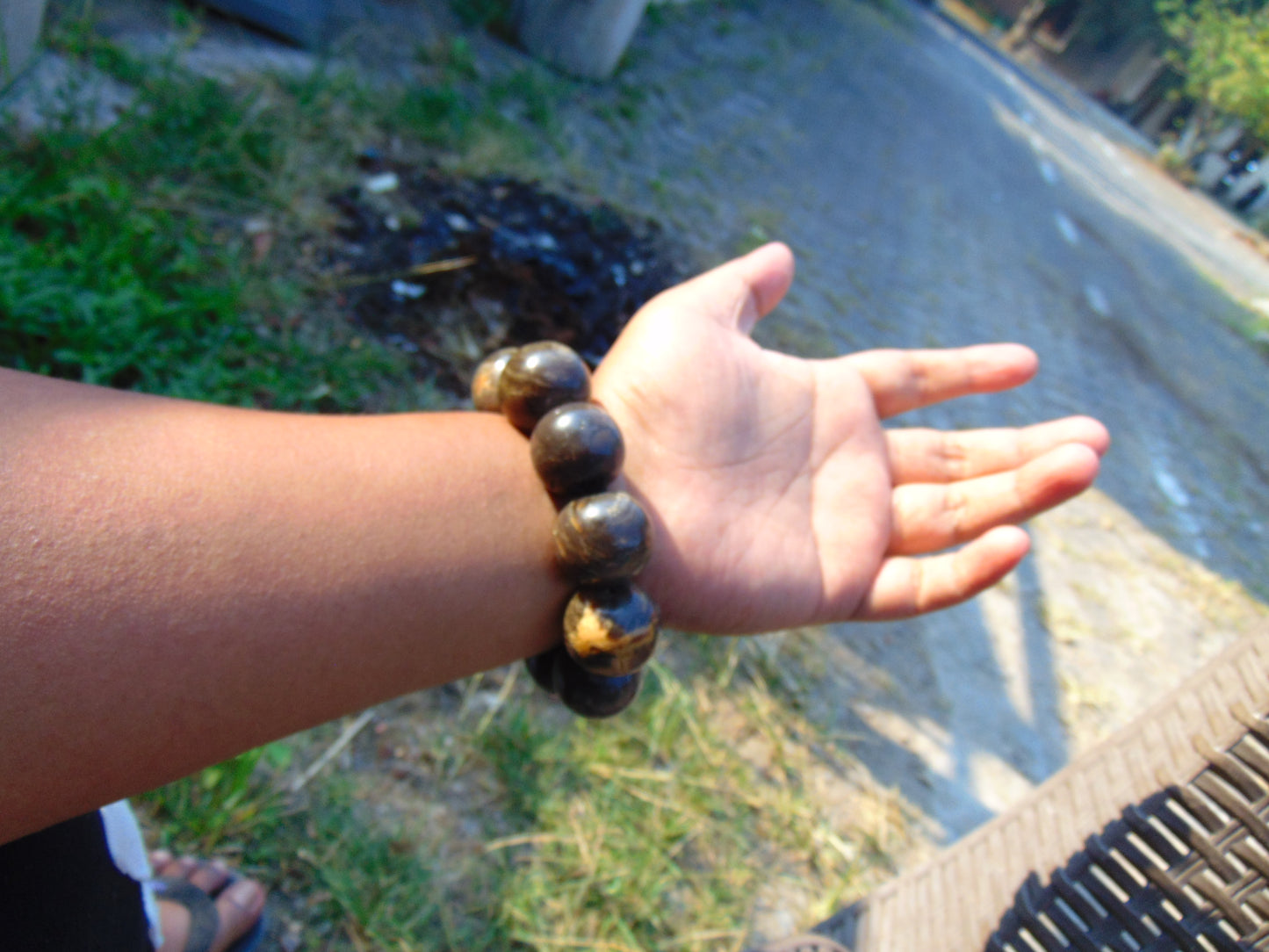 86 gram 10 Beads Mala Bracelet Indonesian Aromatic Perfumed Amber 25 mm for Healing 26MJ5