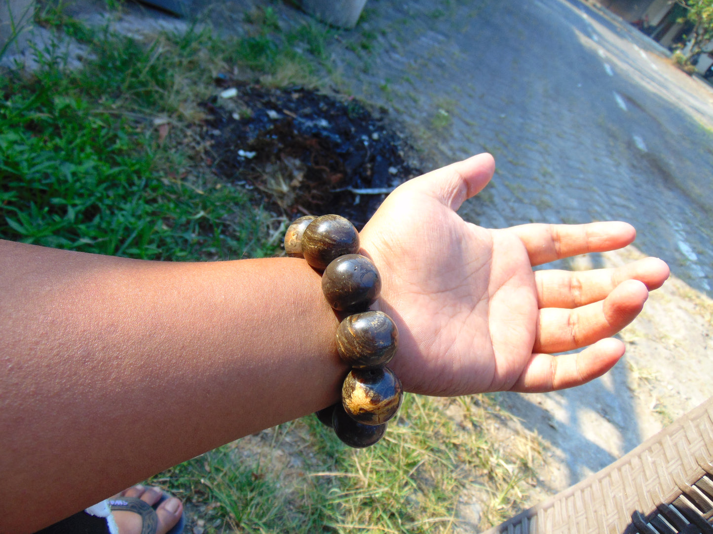 86 gram 10 Beads Mala Bracelet Indonesian Aromatic Perfumed Amber 25 mm for Healing 26MJ5