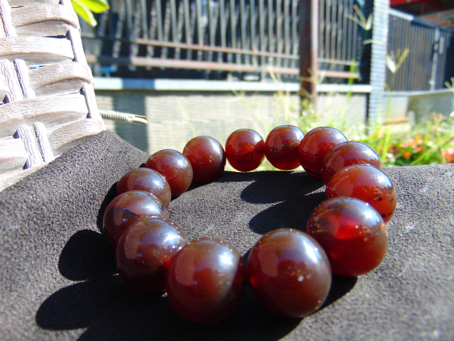 43 gr 13 Beads Mala Bracelet Indonesian Sumatra Dark Amber for Healing G18B8