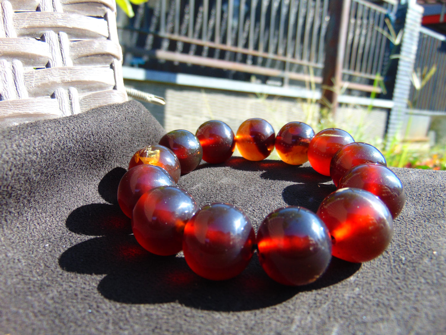 43 gr 13 Beads Mala Bracelet Indonesian Sumatra Dark Amber for Healing G18B3