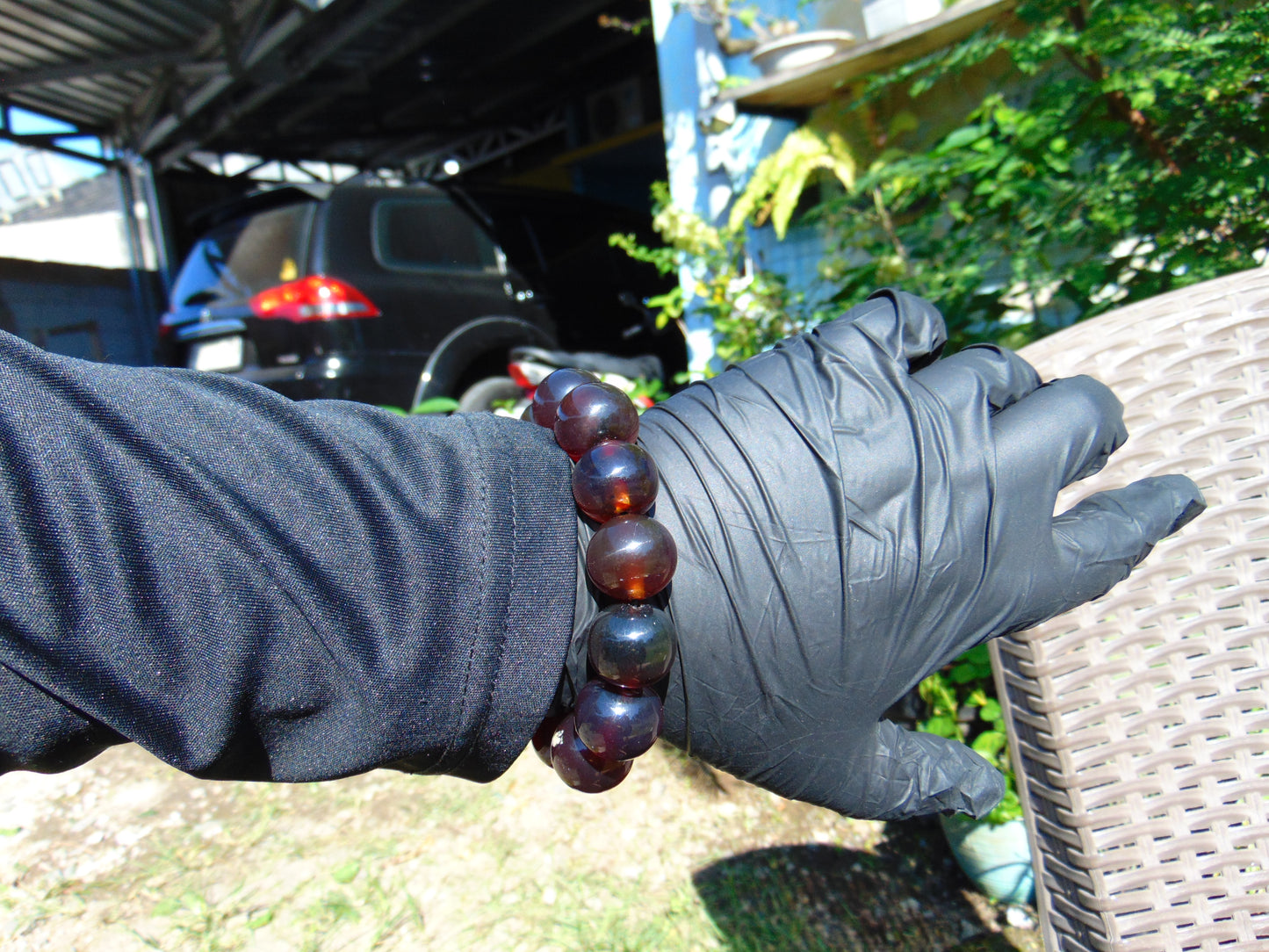 43 gr 13 Beads Mala Bracelet Indonesian Sumatra Dark Amber for Healing G18B3