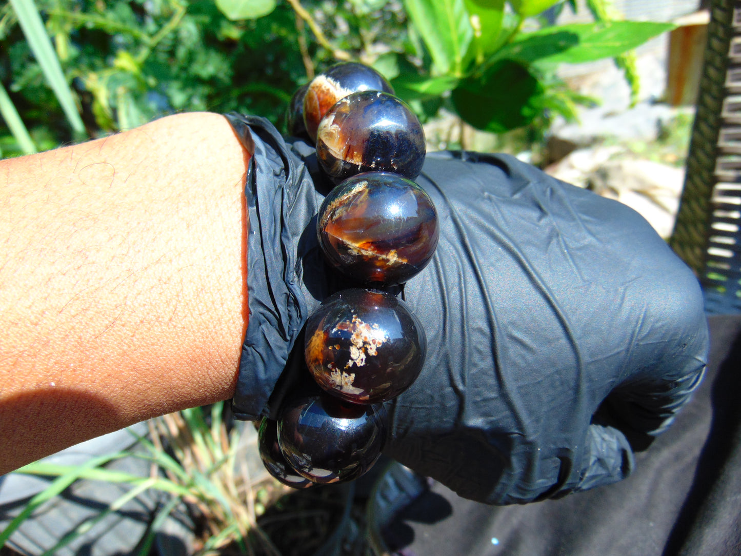 55 gram 12 Beads Mala Bracelet Indonesian Dark Red Amber 20 mm for Healing G20B4