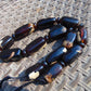 122 gr Small Necklace beads Indonesian Black Blue Amber for Healing A13K222