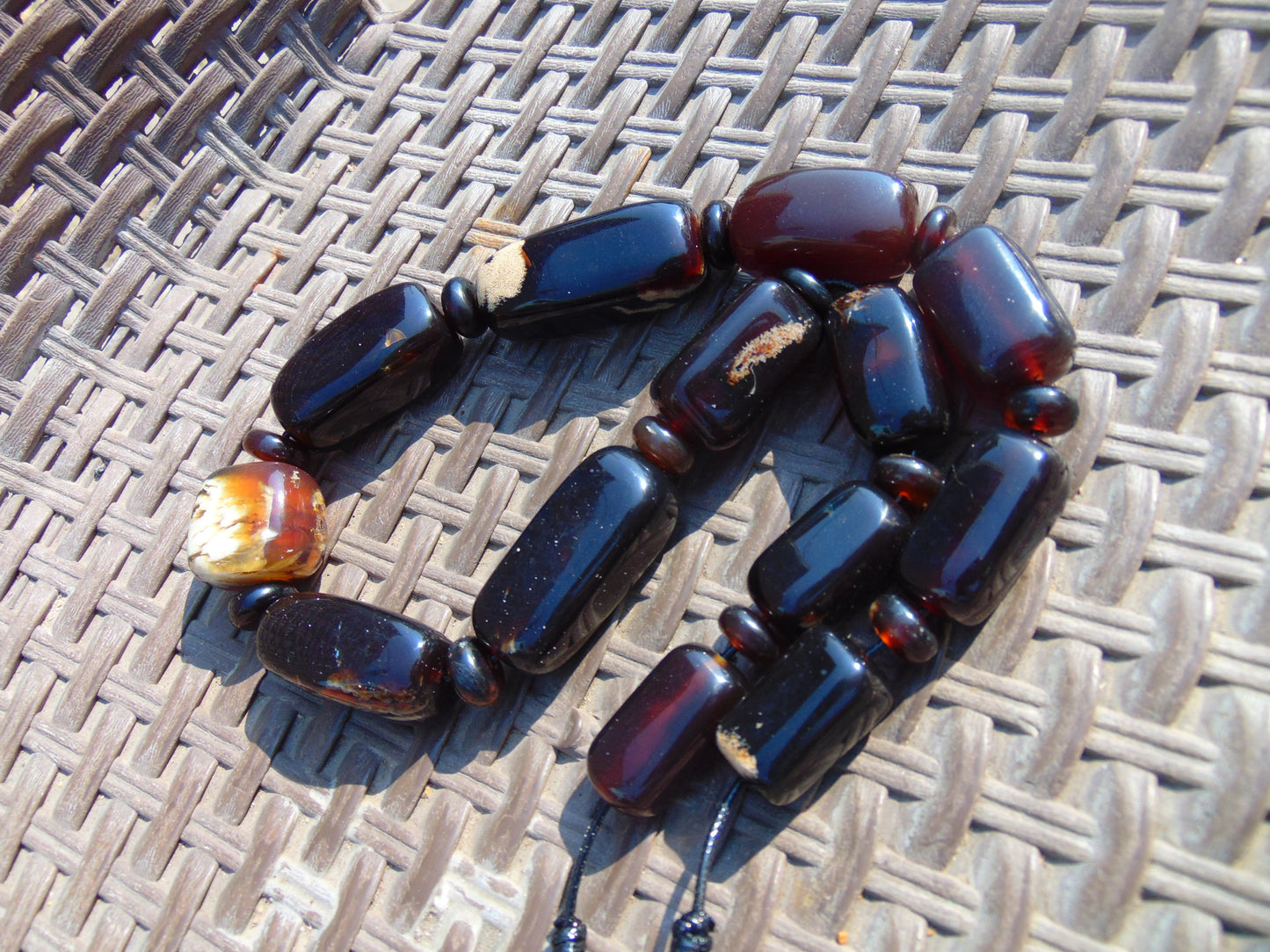 134 gr Small Necklace beads Indonesian dark red Amber for Healing A13K228