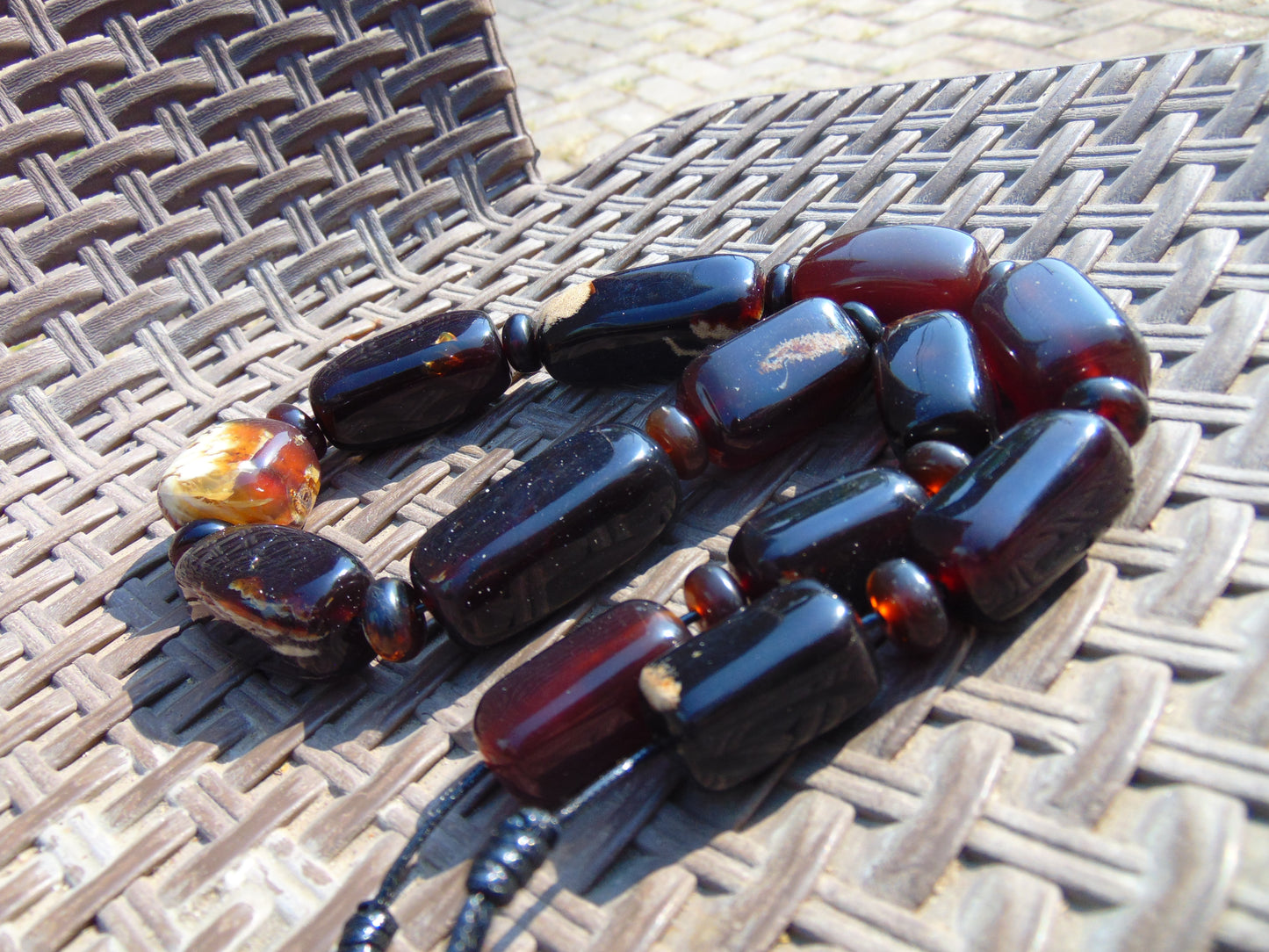 134 gr Small Necklace beads Indonesian dark red Amber for Healing A13K228