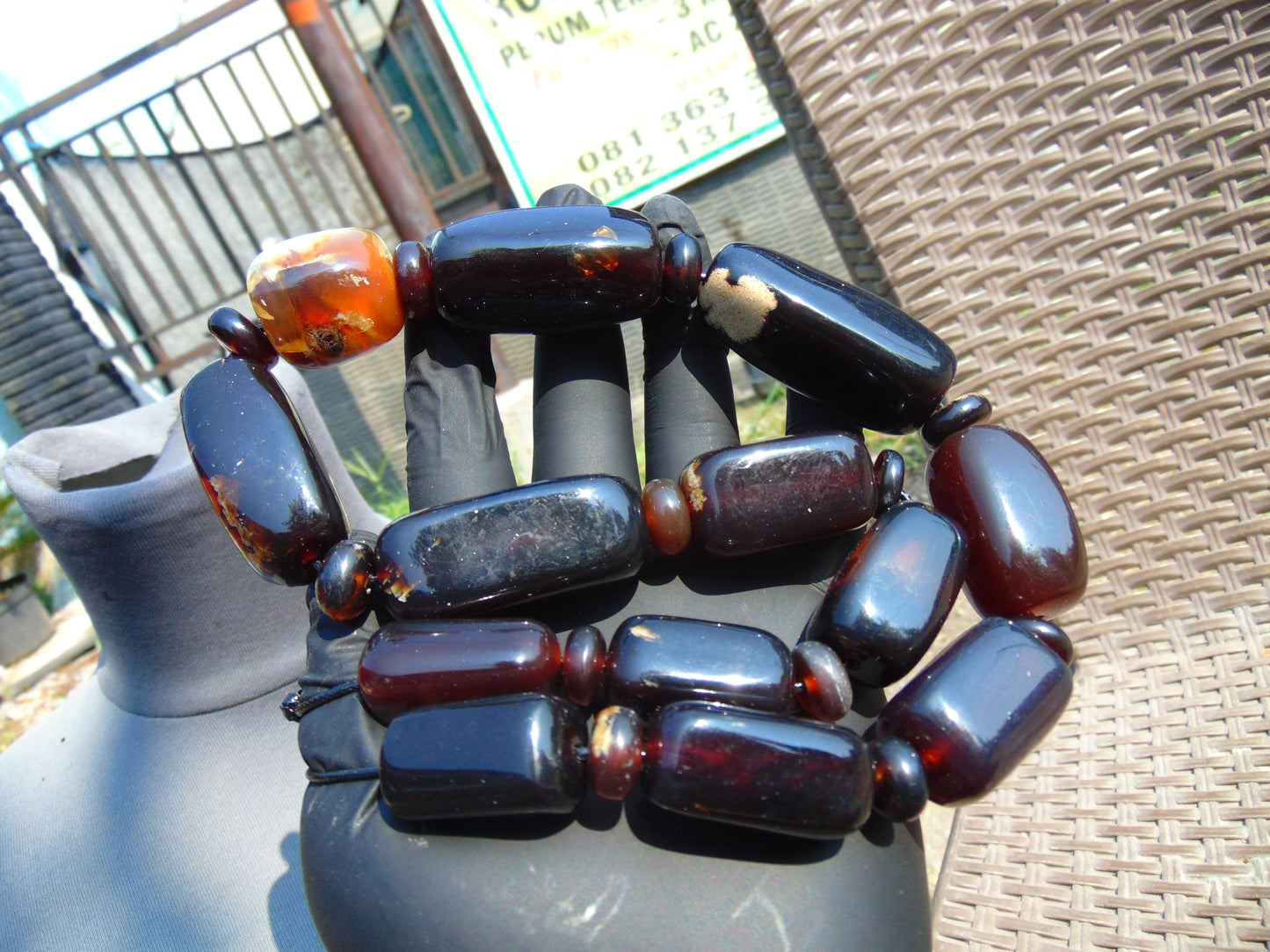 134 gr Small Necklace beads Indonesian dark red Amber for Healing A13K228