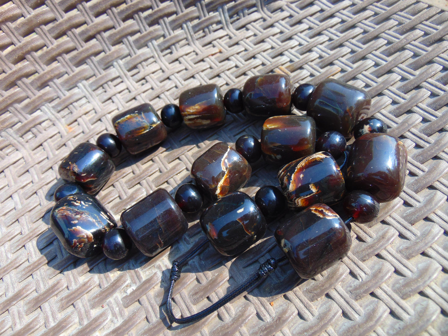 271 gr Small Necklace beads Indonesian Dark Red Amber for Healing A13K232