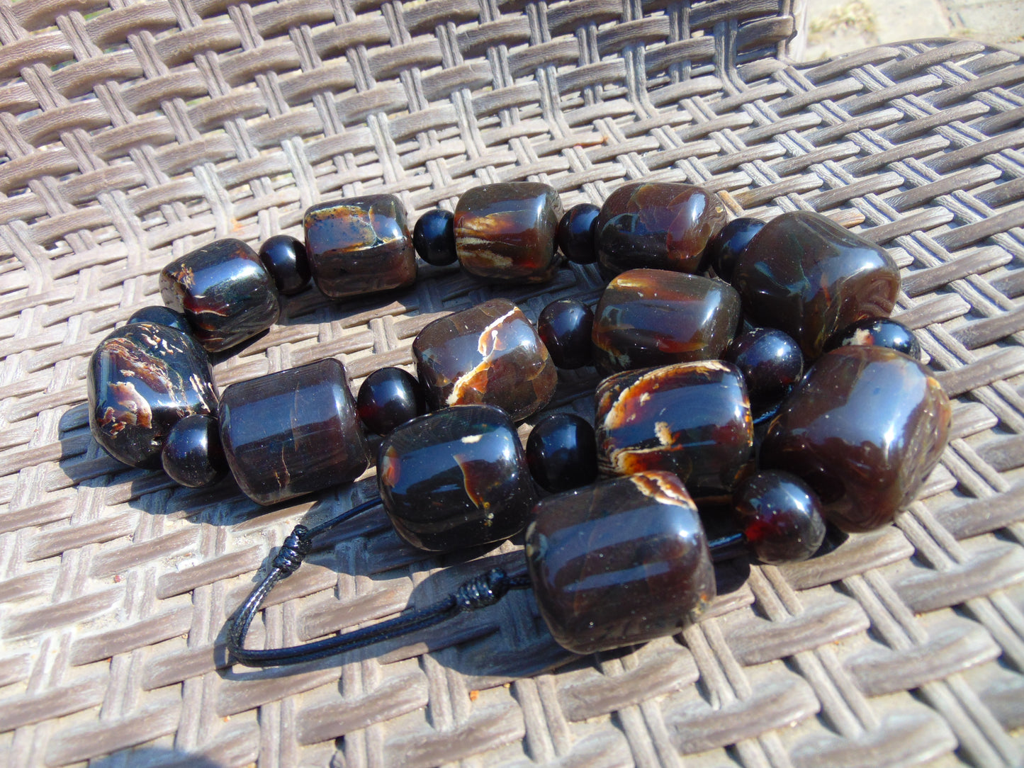 271 gr Small Necklace beads Indonesian Dark Red Amber for Healing A13K232