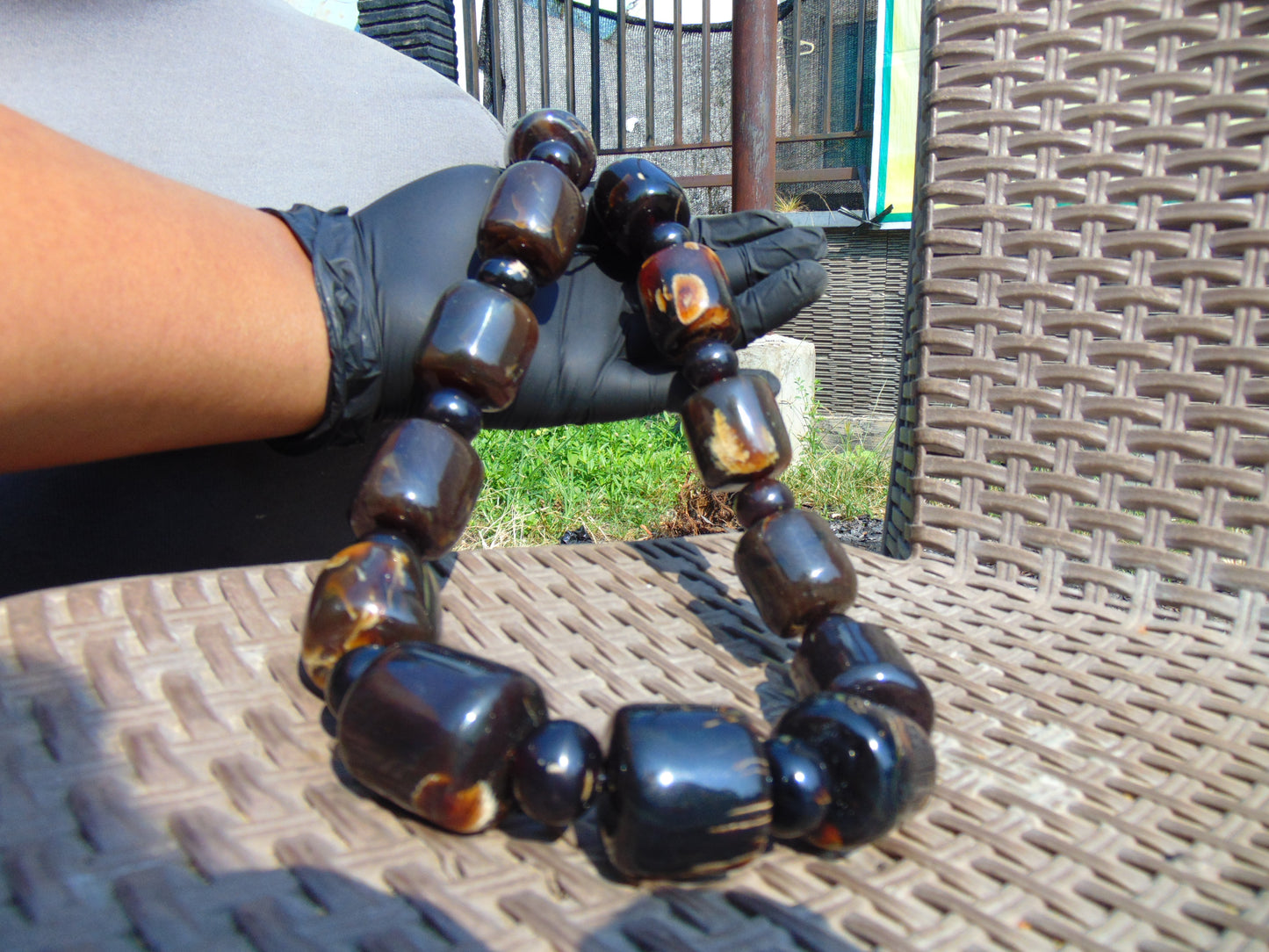 271 gr Small Necklace beads Indonesian Dark Red Amber for Healing A13K232
