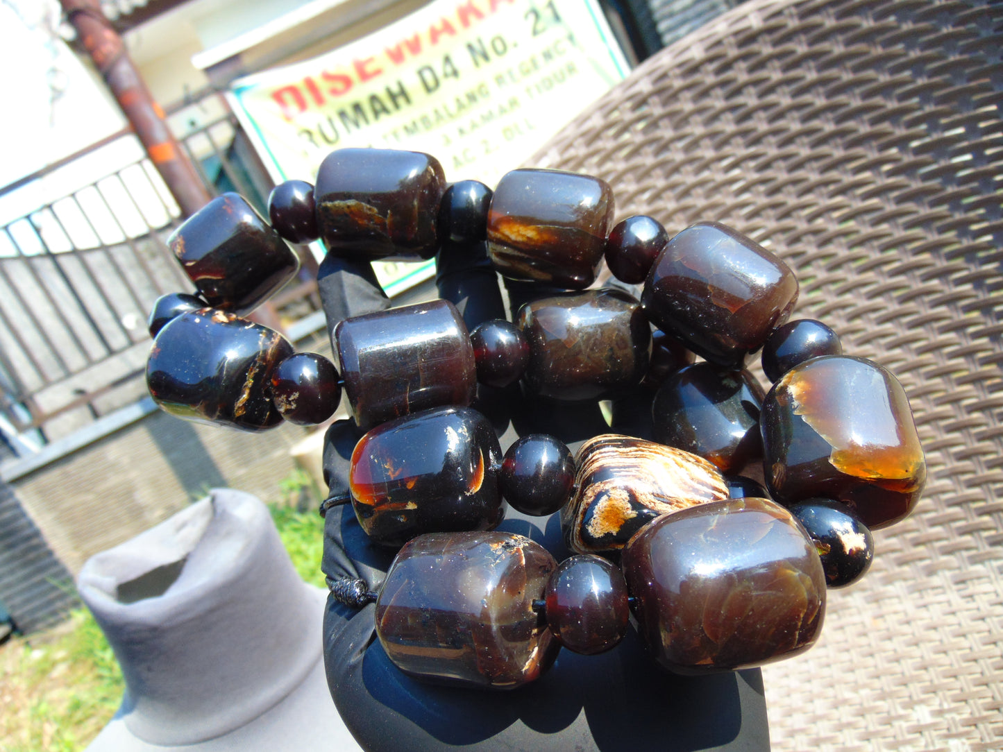 271 gr Small Necklace beads Indonesian Dark Red Amber for Healing A13K232