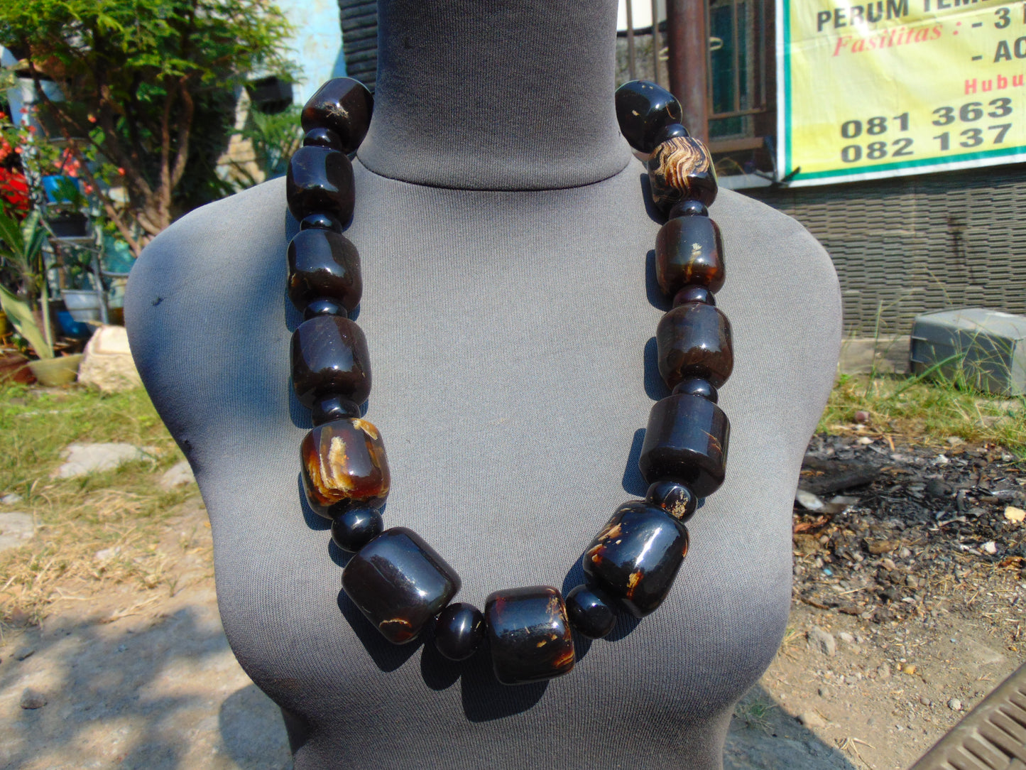 271 gr Small Necklace beads Indonesian Dark Red Amber for Healing A13K232