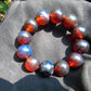 56 gram 12 Beads Mala Bracelet Indonesian Red Blue Amber 20 mm for Healing G20B27