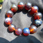 56 gram 12 Beads Mala Bracelet Indonesian Red Blue Amber 20 mm for Healing G20B27
