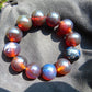 56 gram 12 Beads Mala Bracelet Indonesian Red Blue Amber 20 mm for Healing G20B27