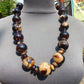156 gr Small Necklace beads Indonesian white black Amber for Healing A15K238