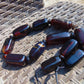 137 gr Small Necklace beads Indonesian Black Blue Amber for Healing A11K227