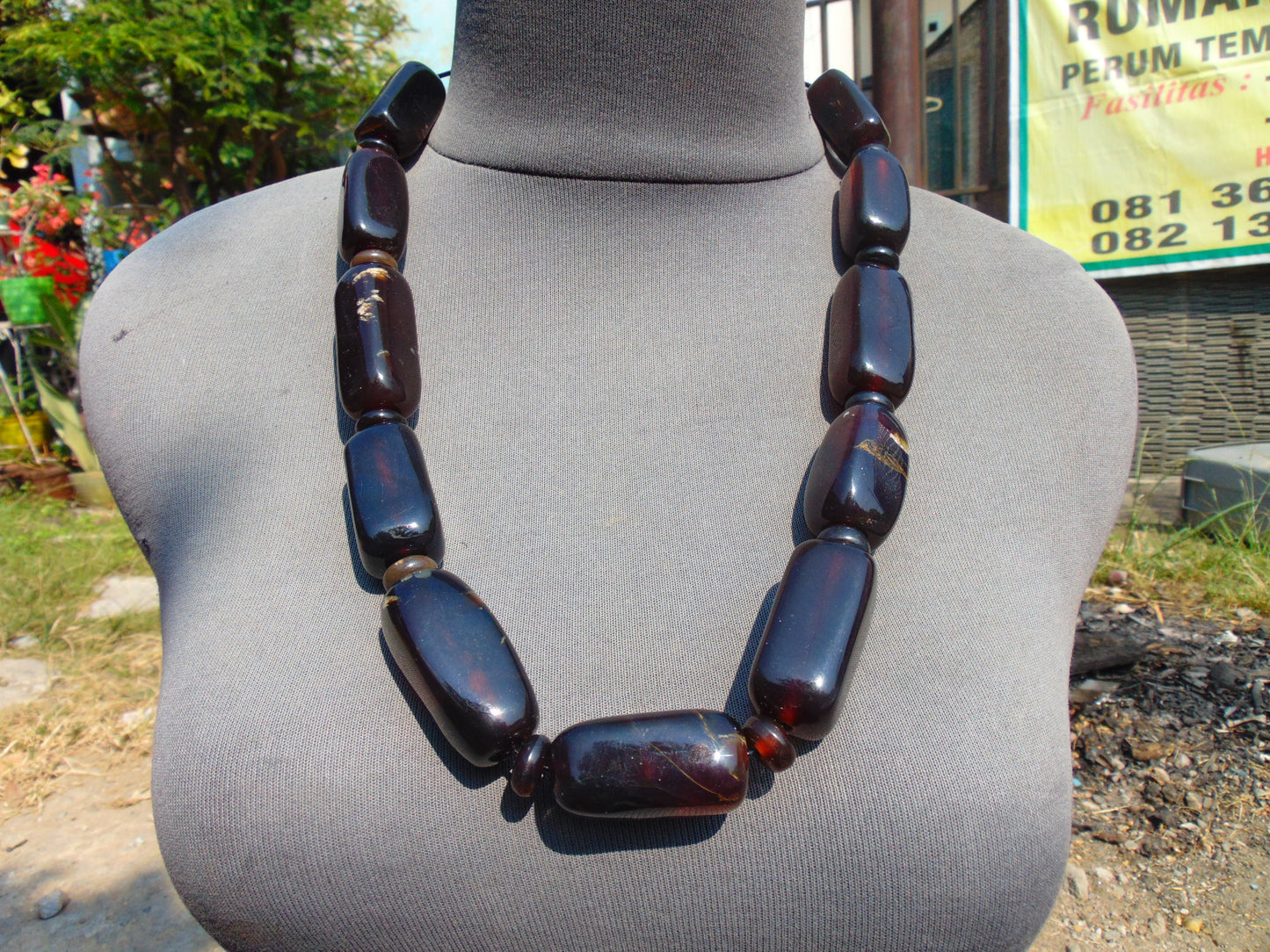 137 gr Small Necklace beads Indonesian Black Blue Amber for Healing A11K227