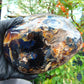 1255 gr Full Polished 16x11x7 cm Indonesian Black Blue Amber for Healing ML61