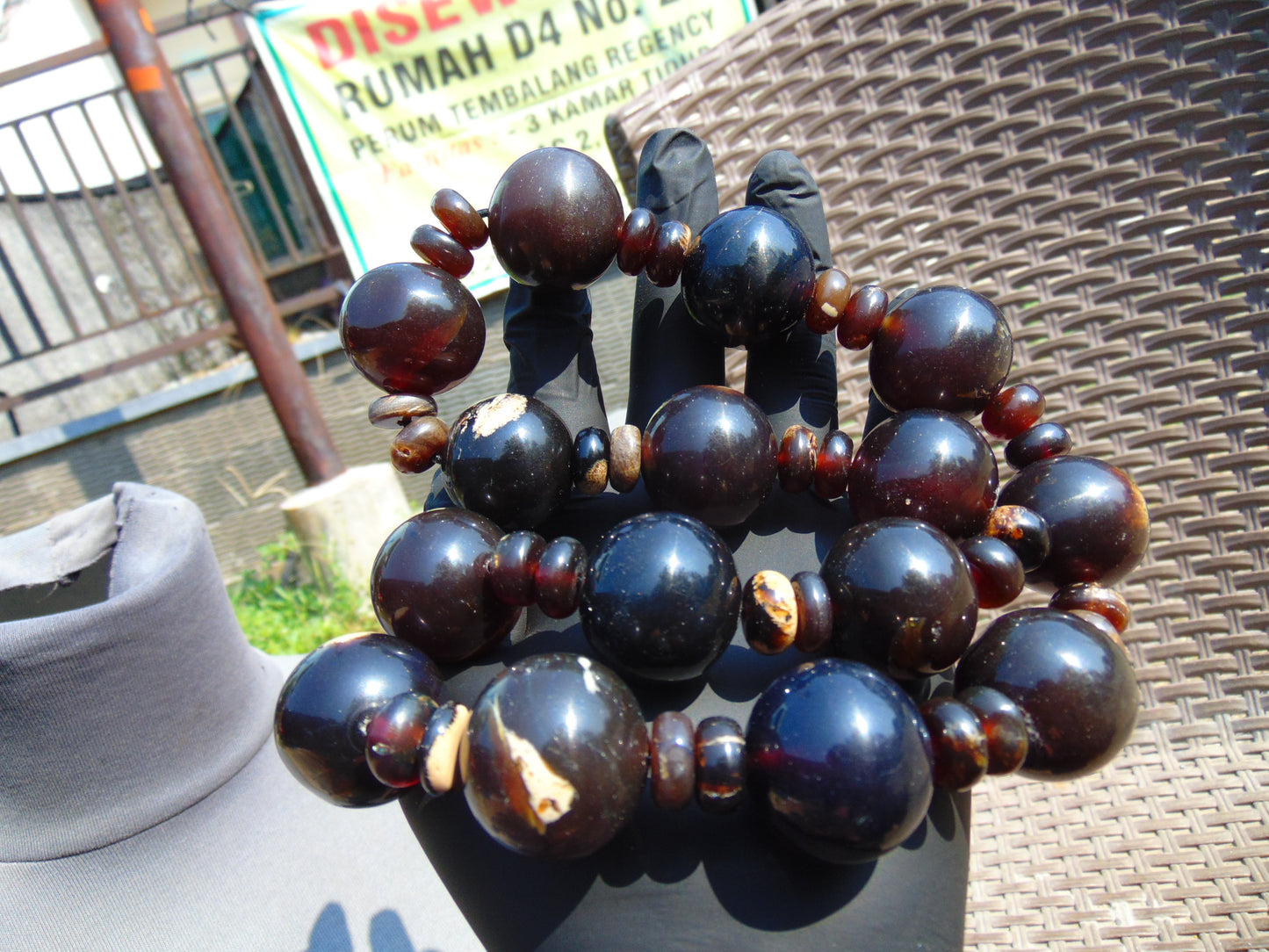 157 gr Small Necklace beads Indonesian Black Amber for Healing A15K239