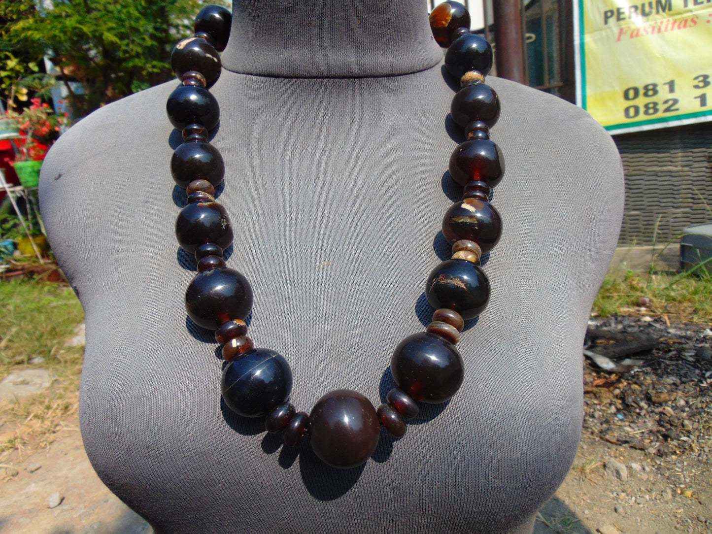 157 gr Small Necklace beads Indonesian Black Amber for Healing A15K239