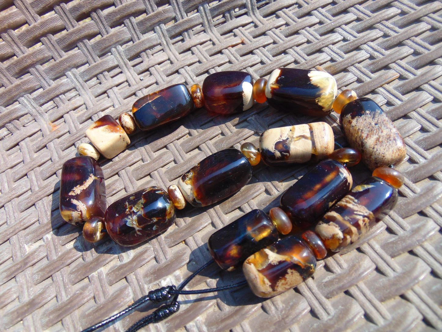 120 gr Small Necklace beads Indonesian Dark White Amber for Healing A13K218