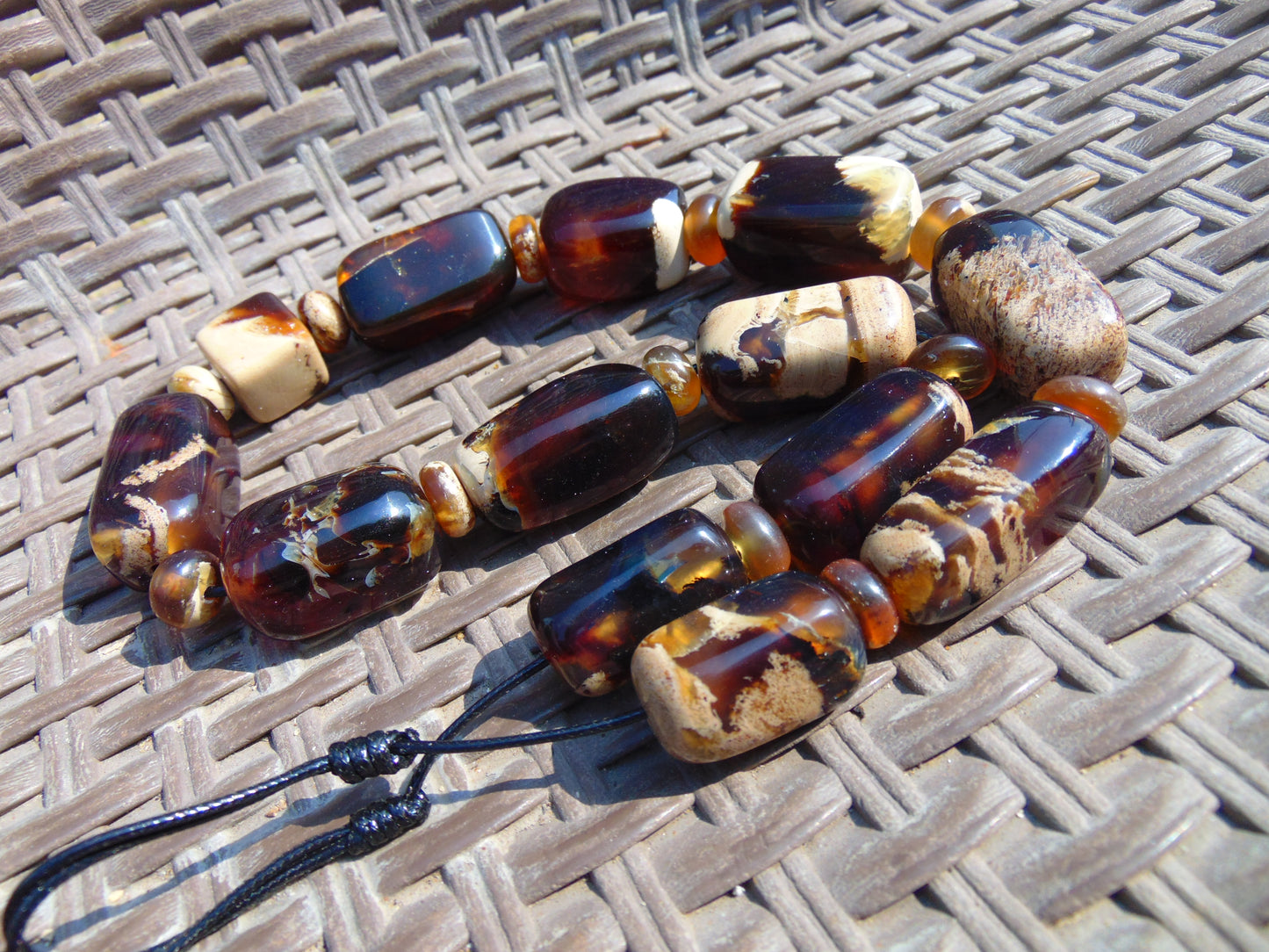 120 gr Small Necklace beads Indonesian Dark White Amber for Healing A13K218