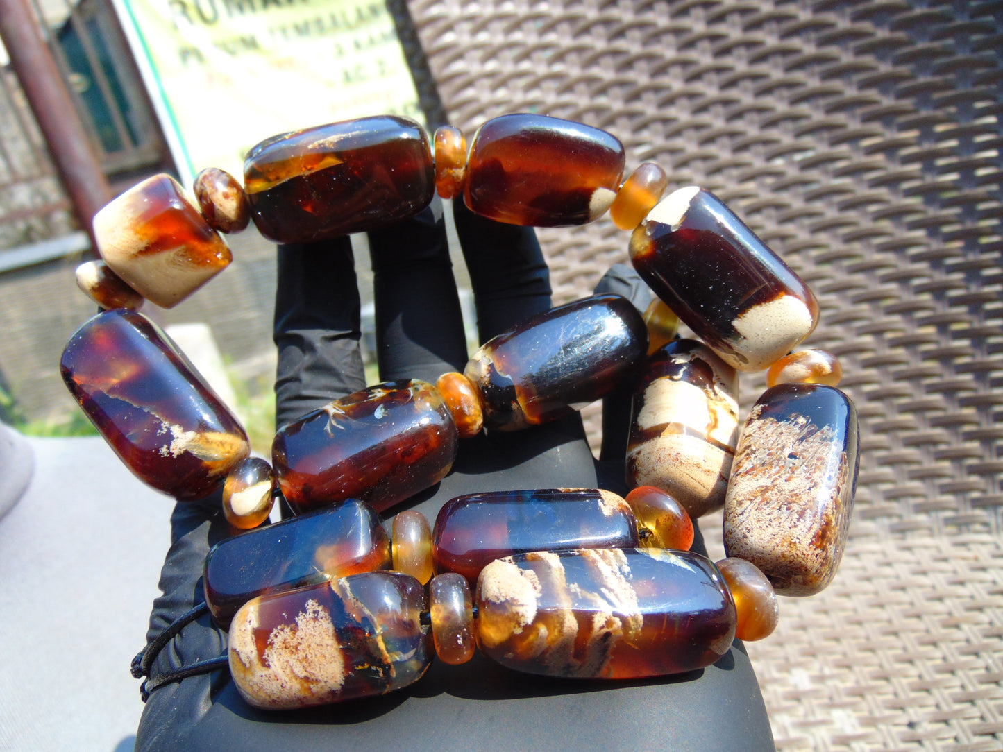 120 gr Small Necklace beads Indonesian Dark White Amber for Healing A13K218