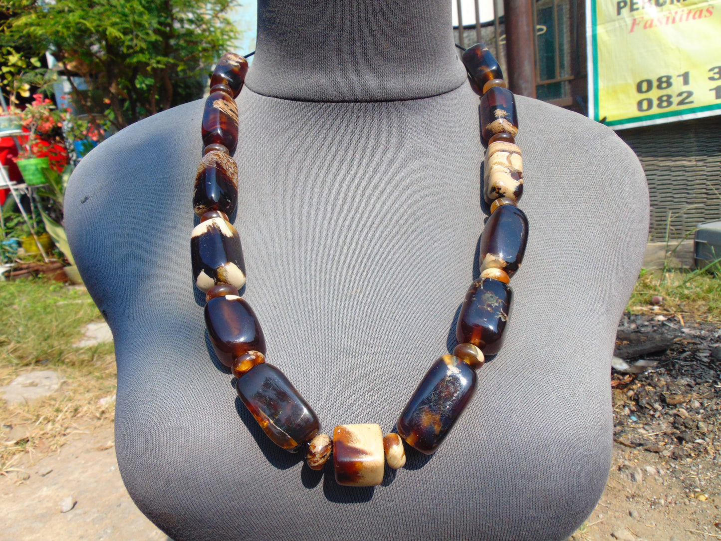 120 gr Small Necklace beads Indonesian Dark White Amber for Healing A13K218