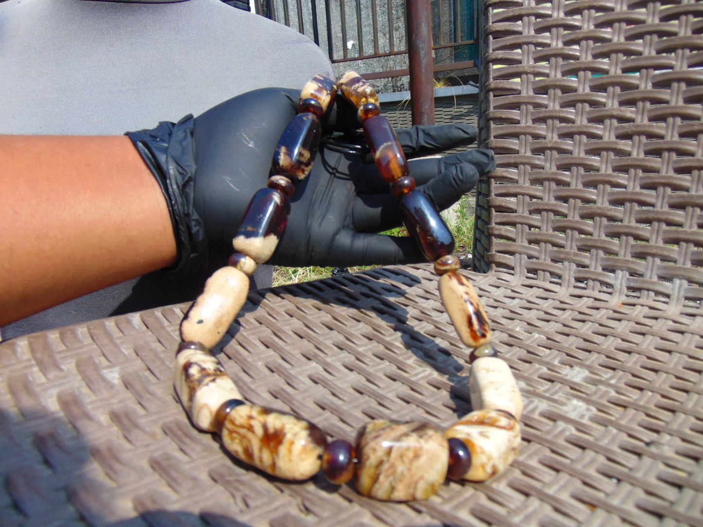98 gr Small Necklace beads Indonesian White Amber for Healing A13K221