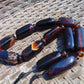 115 gr Small Necklace beads Indonesian Dark Chery Red Blue Amber for Healing A11K229