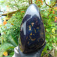 1643 gr Full Polished 22x11x9 cm Indonesian Black Blue Amber for Healing ML59