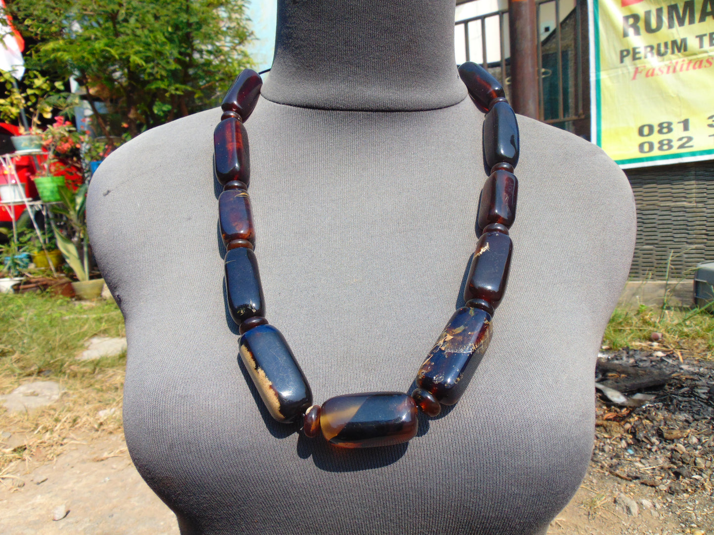 115 gr Small Necklace beads Indonesian Dark Chery Red Blue Amber for Healing A11K229