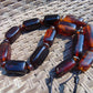 134 gr Small Necklace beads Indonesian Red Blue Amber for Healing A13K225