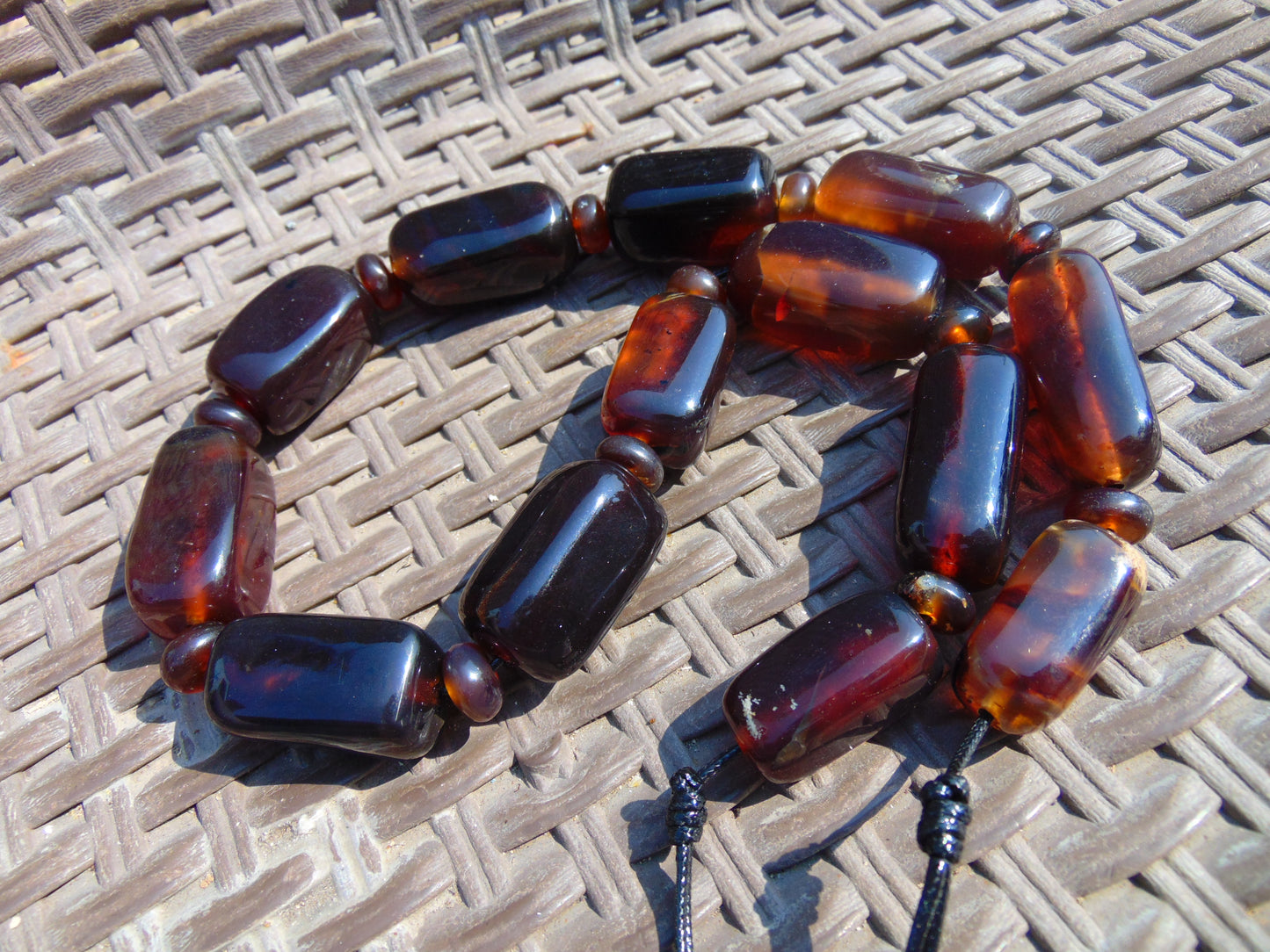 134 gr Small Necklace beads Indonesian Red Blue Amber for Healing A13K225