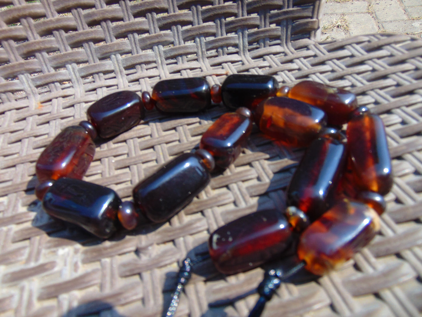 134 gr Small Necklace beads Indonesian Red Blue Amber for Healing A13K225